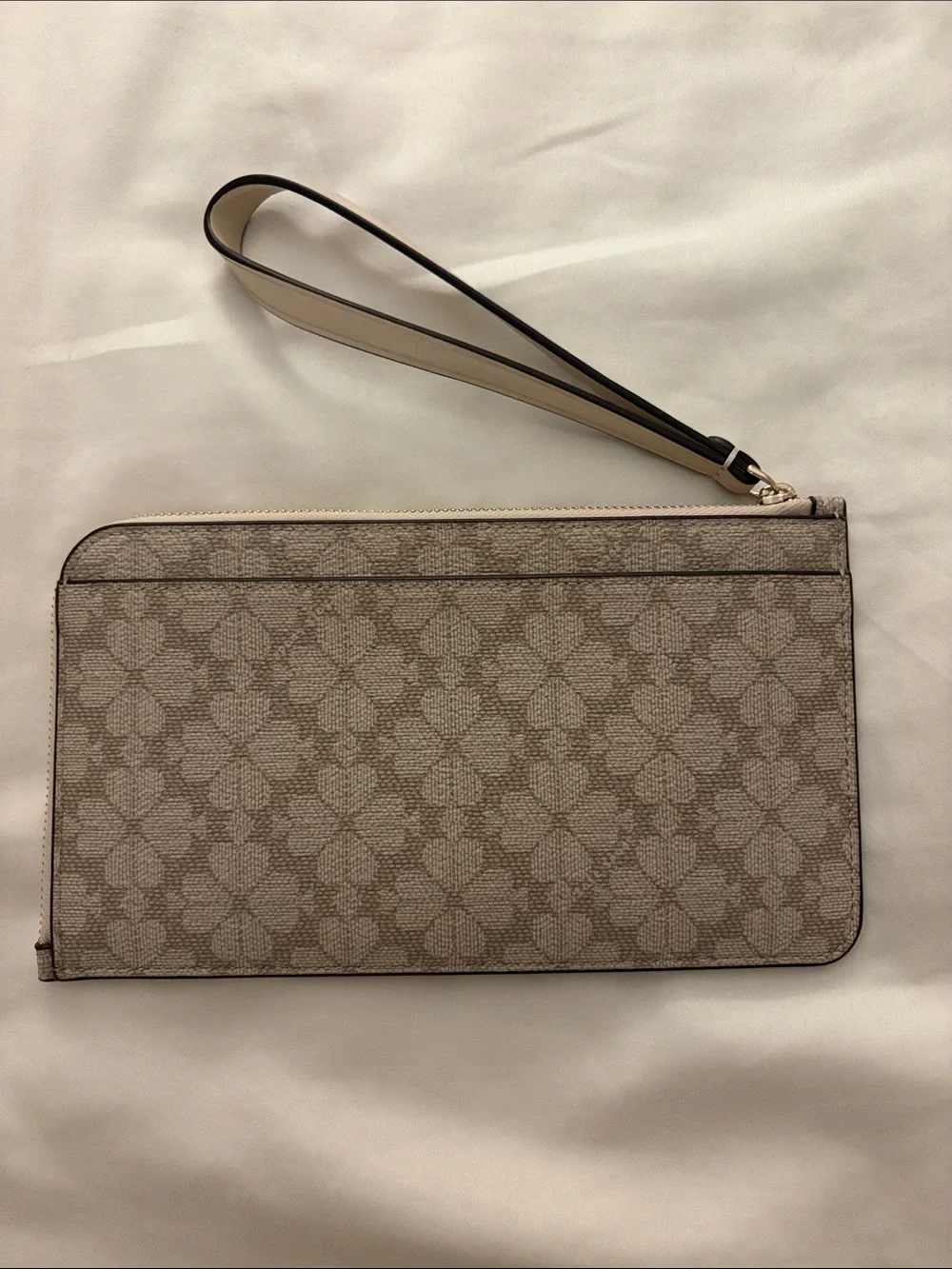kate spade Neutral Beige Patterned Zip Wristlet